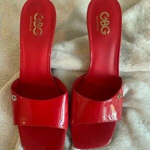 Cherry red kitten heels